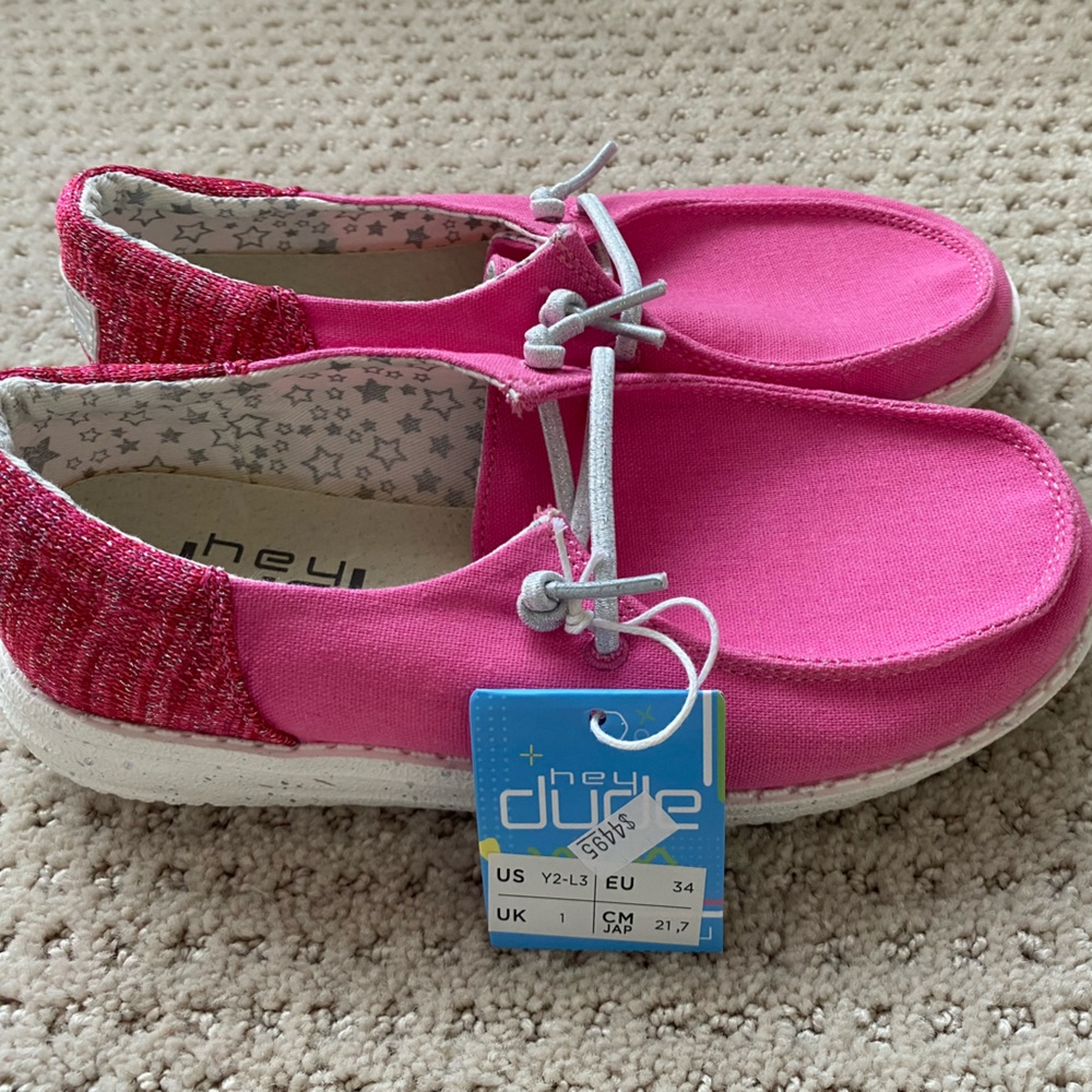 Brand new Hey Dude slip on shoe, size 2-3
